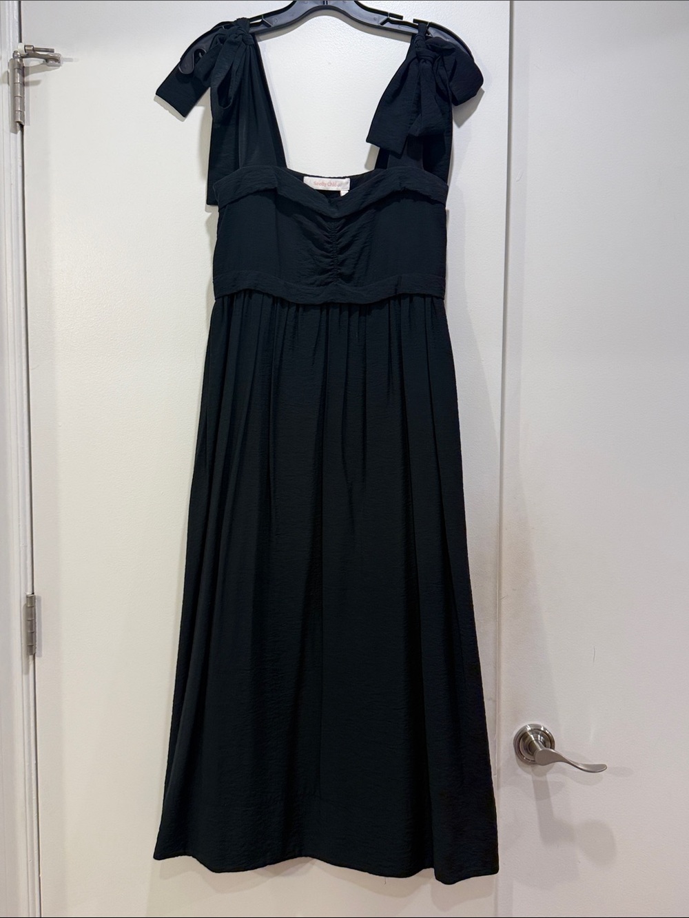 SEE BY CHLOE Black Tie-Shoulder Midi Dress Size 34